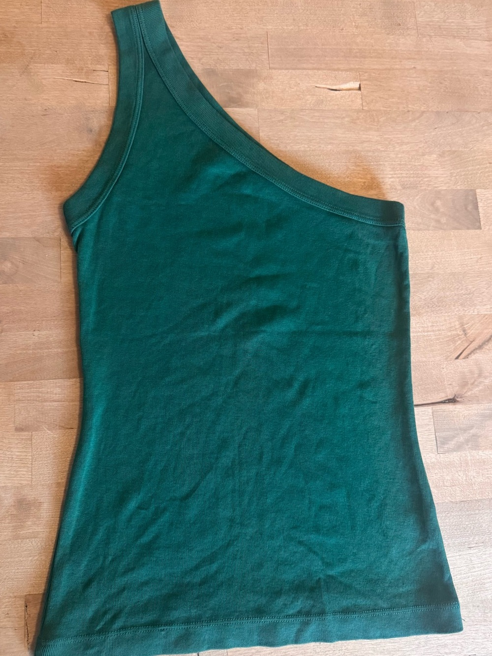 Michael Stars Kelly cotton Green Ribbed one shoulder tank Top